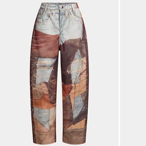 Color Block Button Wide Leg Trousers